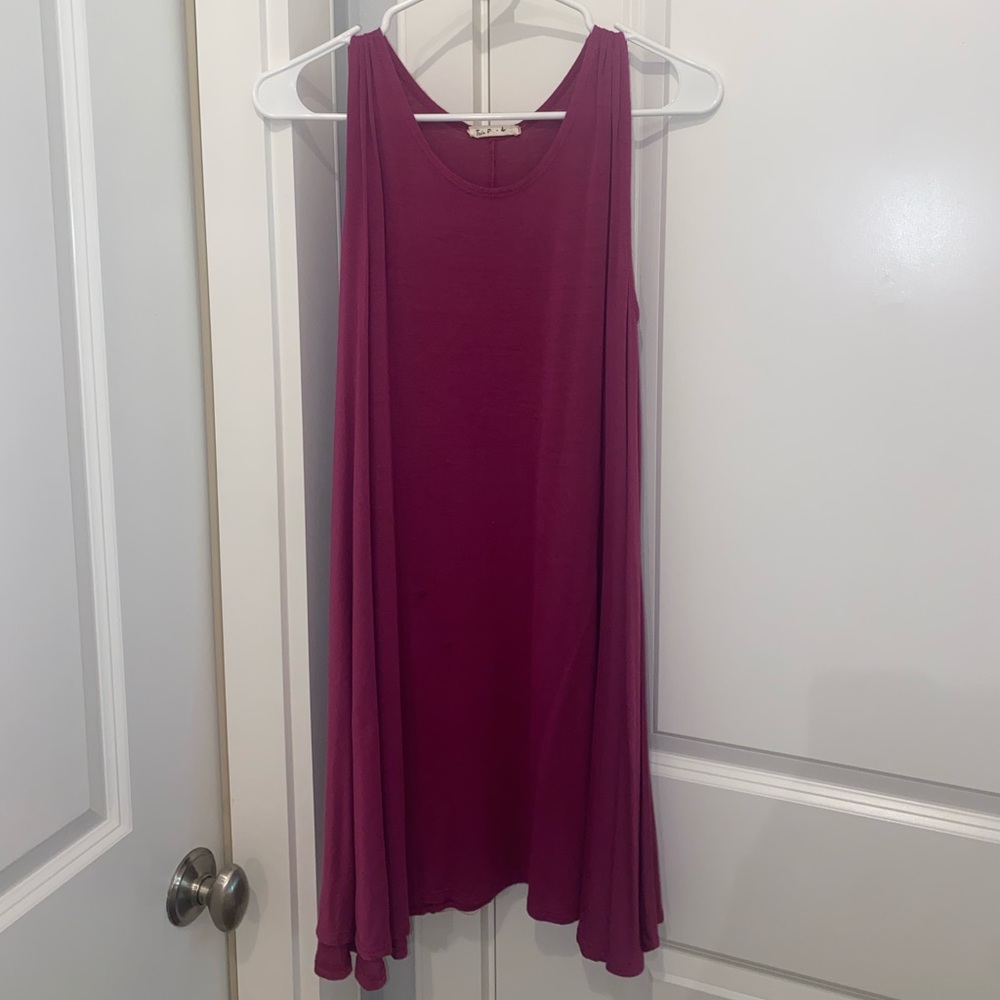 Plum Sleeveless T-shirt mini dress